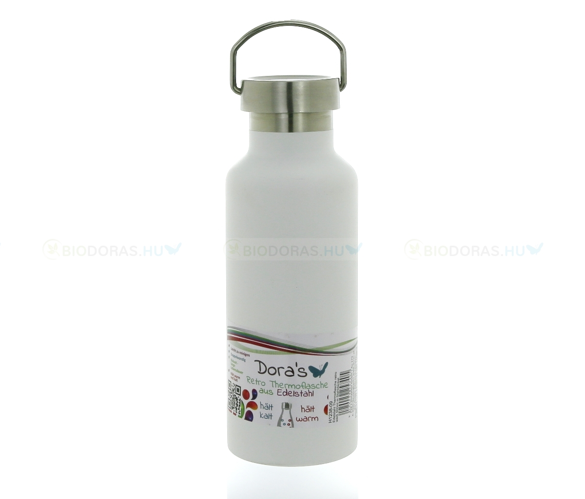 DORAS Retro termosz mozgatható füllel - Rozsdamentes acél - Fehér - 500 ml