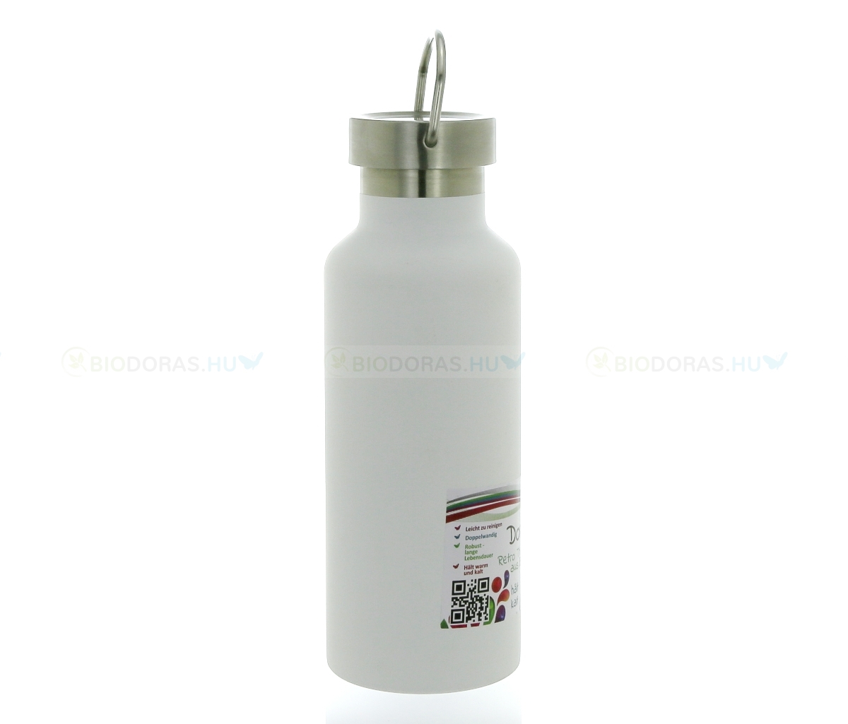 DORAS Retro termosz mozgatható füllel - Rozsdamentes acél - Fehér - 500 ml