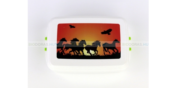 BIODORA Bioműanyag uzsonnás doboz - Színátmenetes, festett ló mintával - 19 x 12,2 cm