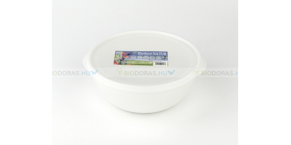 BIODORA Bioműanyag ételtároló doboz fehér színben, szilikonos műanyag tetővel - 2000 ml