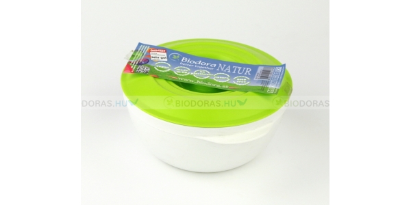 BIODORA Bioműanyag ételtároló doboz fehér színben, neonzöld színű tetővel - 1000 ml