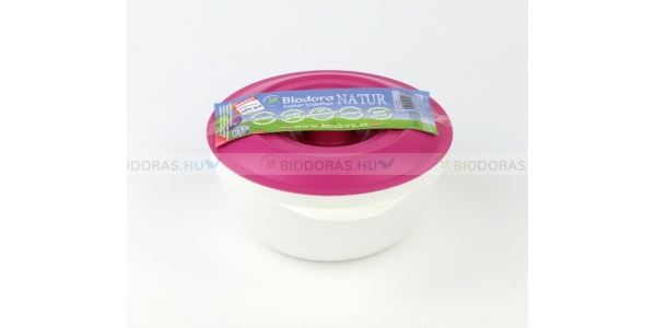 BIODORA Bioműanyag ételtároló doboz fehér színben, magenta színű tetővel - 1000 ml