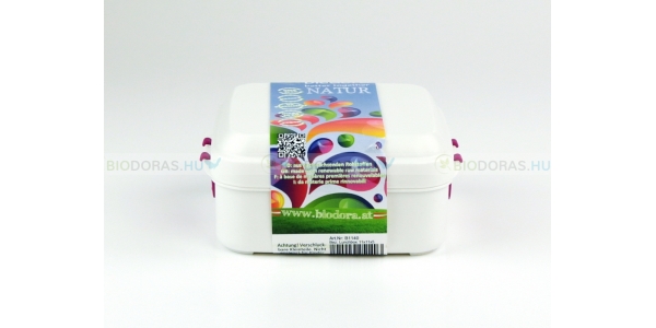 BIODORA Bioműanyag uzsonnás doboz, magenta színű visszazáró füllel - 11,9 x 10,8 x 5,5 cm