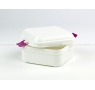 BIODORA Bioműanyag uzsonnás doboz, magenta színű visszazáró füllel - 11,9 x 10,8 x 5,5 cm