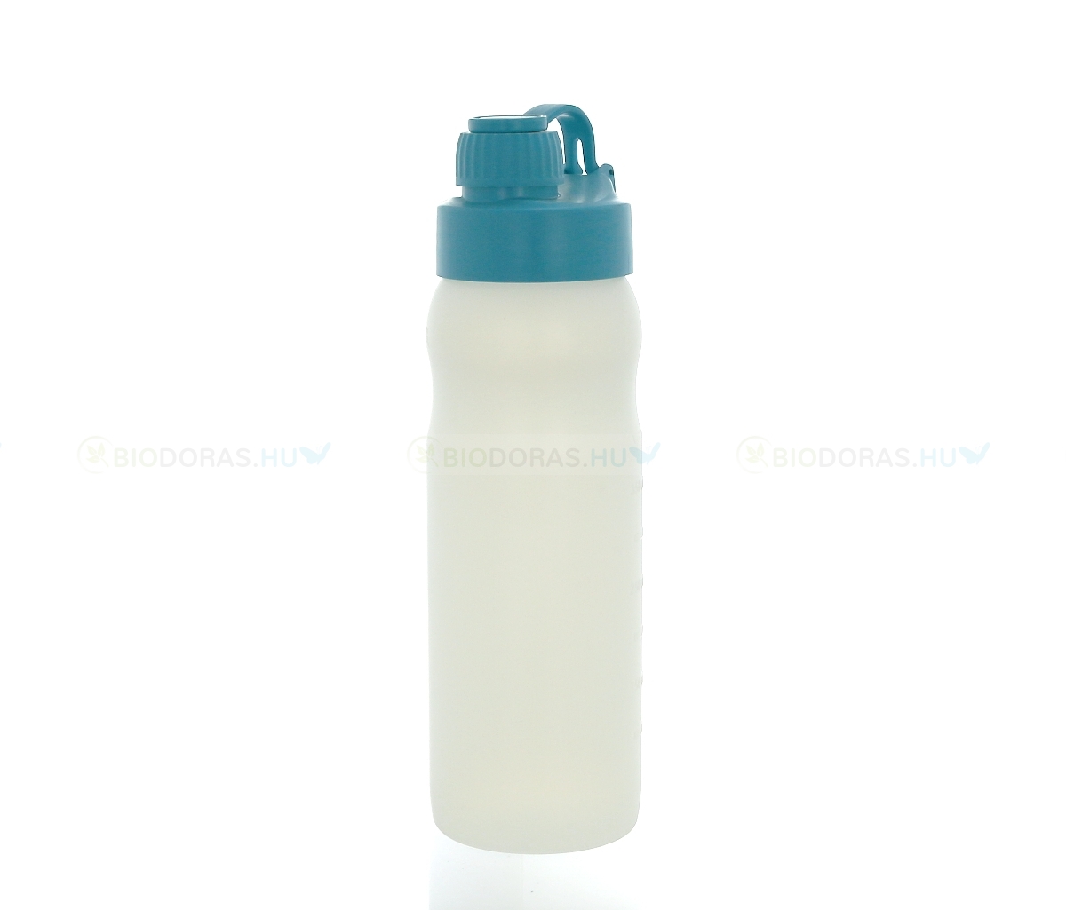 BIODORA Bioműanyag kulacs (sportpalack) visszazárható kupakkal, fehér-türkizkék színben - 500 ml
