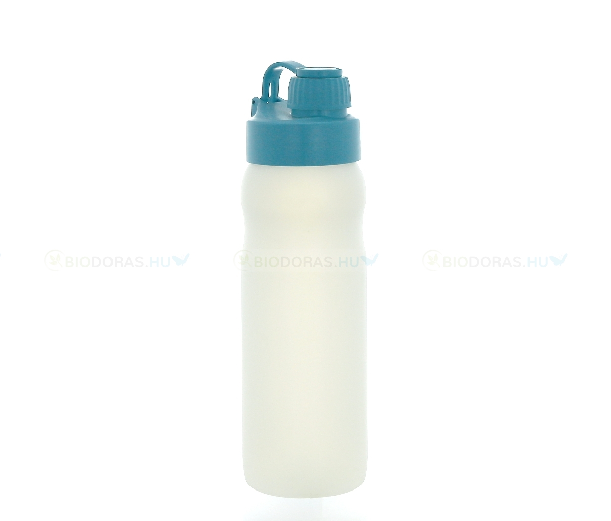 BIODORA Bioműanyag kulacs (sportpalack) visszazárható kupakkal, fehér-türkizkék színben - 500 ml