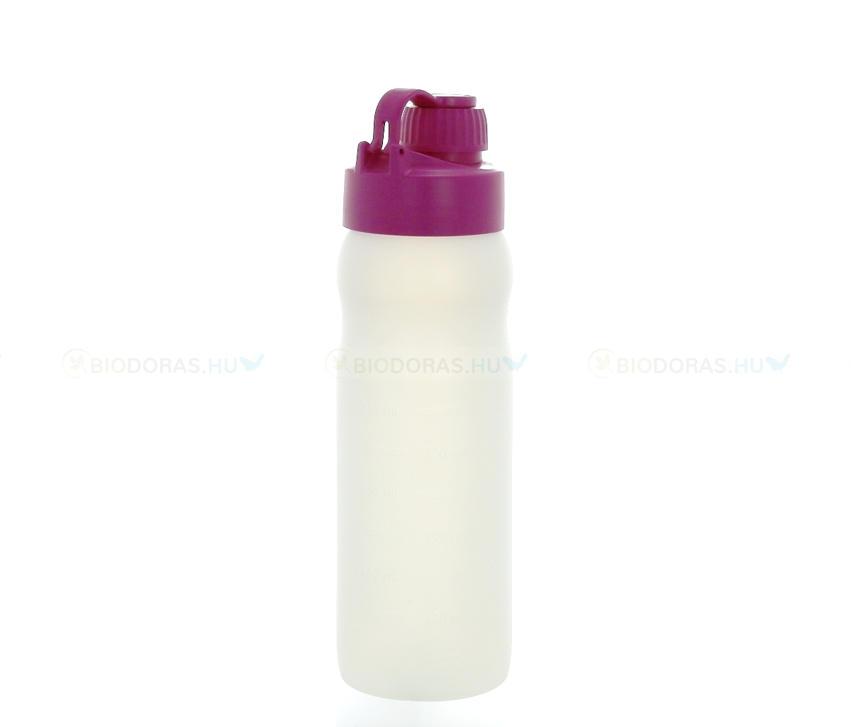 BIODORA Bioműanyag kulacs (sportpalack) visszazárható kupakkal, fehér-magenta színben - 500 ml