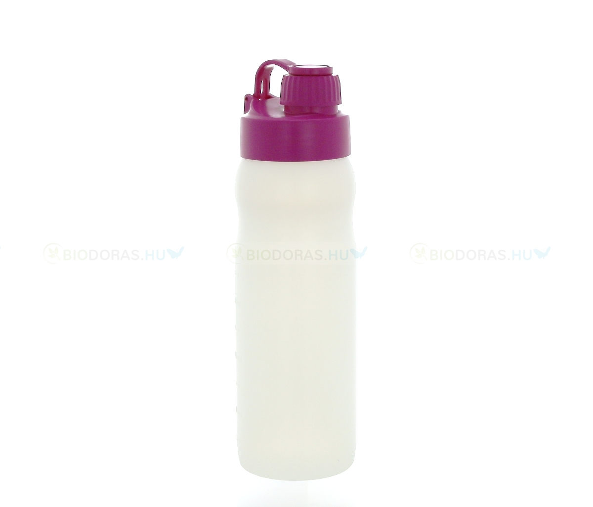 BIODORA Bioműanyag kulacs (sportpalack) visszazárható kupakkal, fehér-magenta színben - 500 ml