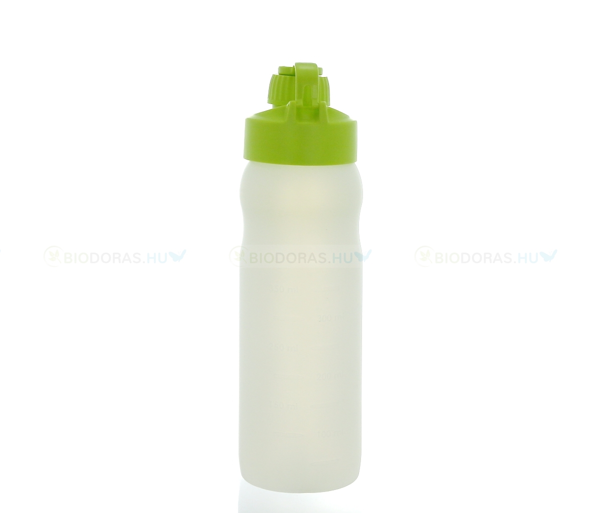 BIODORA Bioműanyag kulacs (sportpalack) visszazárható kupakkal, fehér-neonzöld színben - 500 ml