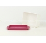 BIODORA Bioműanyag vajtartó doboz fehér színben magenta színű tálcával - 13,9 x 9,2 x 4,9 cm