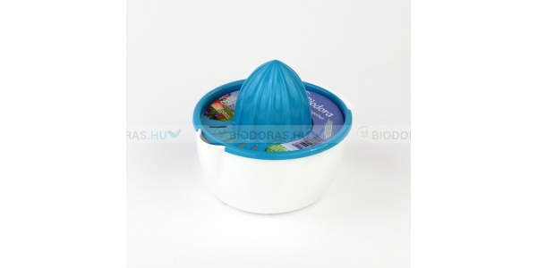 BIODORA Bioműanyag gyümölcsfacsaró, fehér-kék színben - 14 x 11,4 x 10,5 cm
