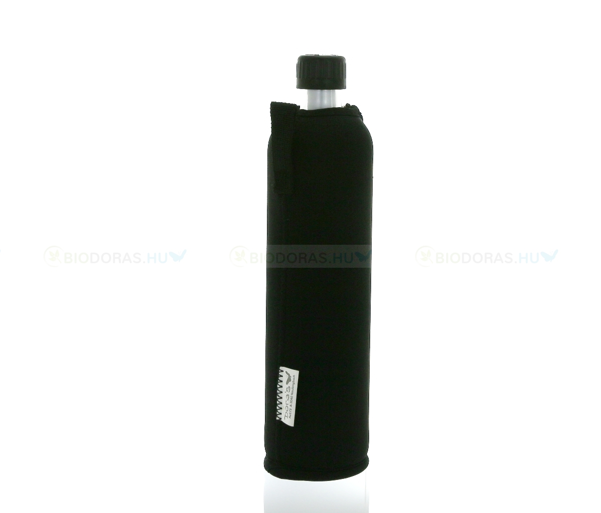DORAS Üvegkulacs (üvegpalack) fekete színű neoprén huzattal - 500 ml