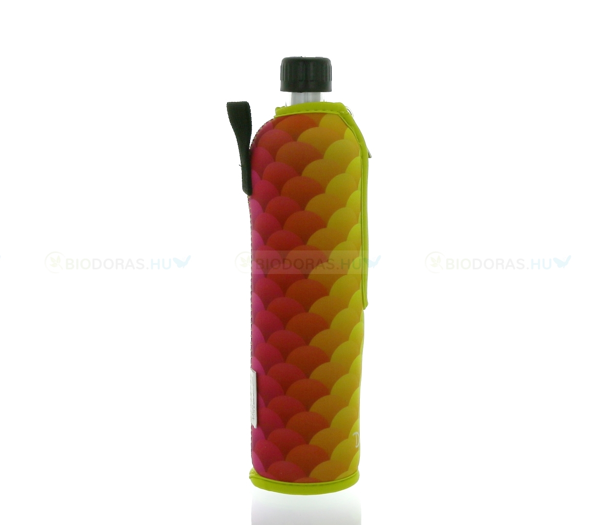 DORAS Üvegkulacs (üvegpalack) színes pikkely mintás neoprén huzattal - 500 ml