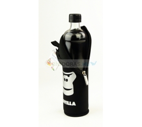 DORAS-uvegkulacs-(uvegpalack)-fekete-alapon-ezust-szinu-gorilla-mintas-neopren-huzattal---500-ml