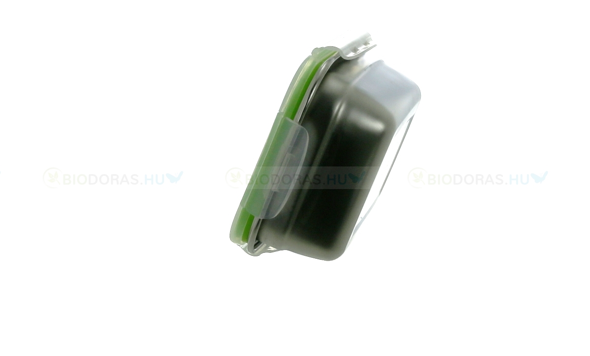 DORAS Ételhordó doboz - Rozsdamentes acél - Átlátszó, visszazáró füles bioműanyag tetővel - 550 ml (H1261)