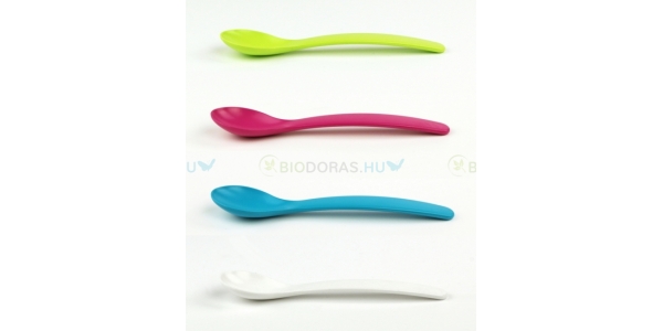 BIODORA Bioműanyag gyerek kiskanál szett (4 db) - Fehér, kék, magenta, zöld