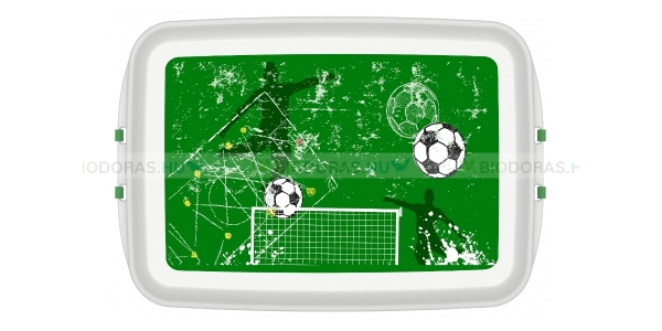 BIODORA Bioműanyag uzsonnás doboz, festett foci mintával - 19 x 12,2 cm