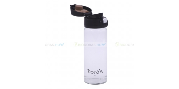 DORAS Kávés és teás üvegkulacs (üvegpalack) egykezes kupakkal - 450 ml - Pót üveg