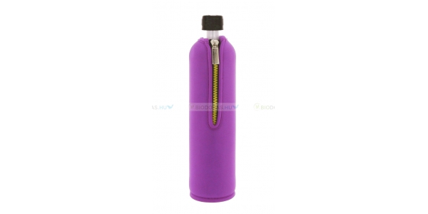 DORAS Üvegkulacs (üvegpalack) lila színű neoprén huzattal - 500 ml