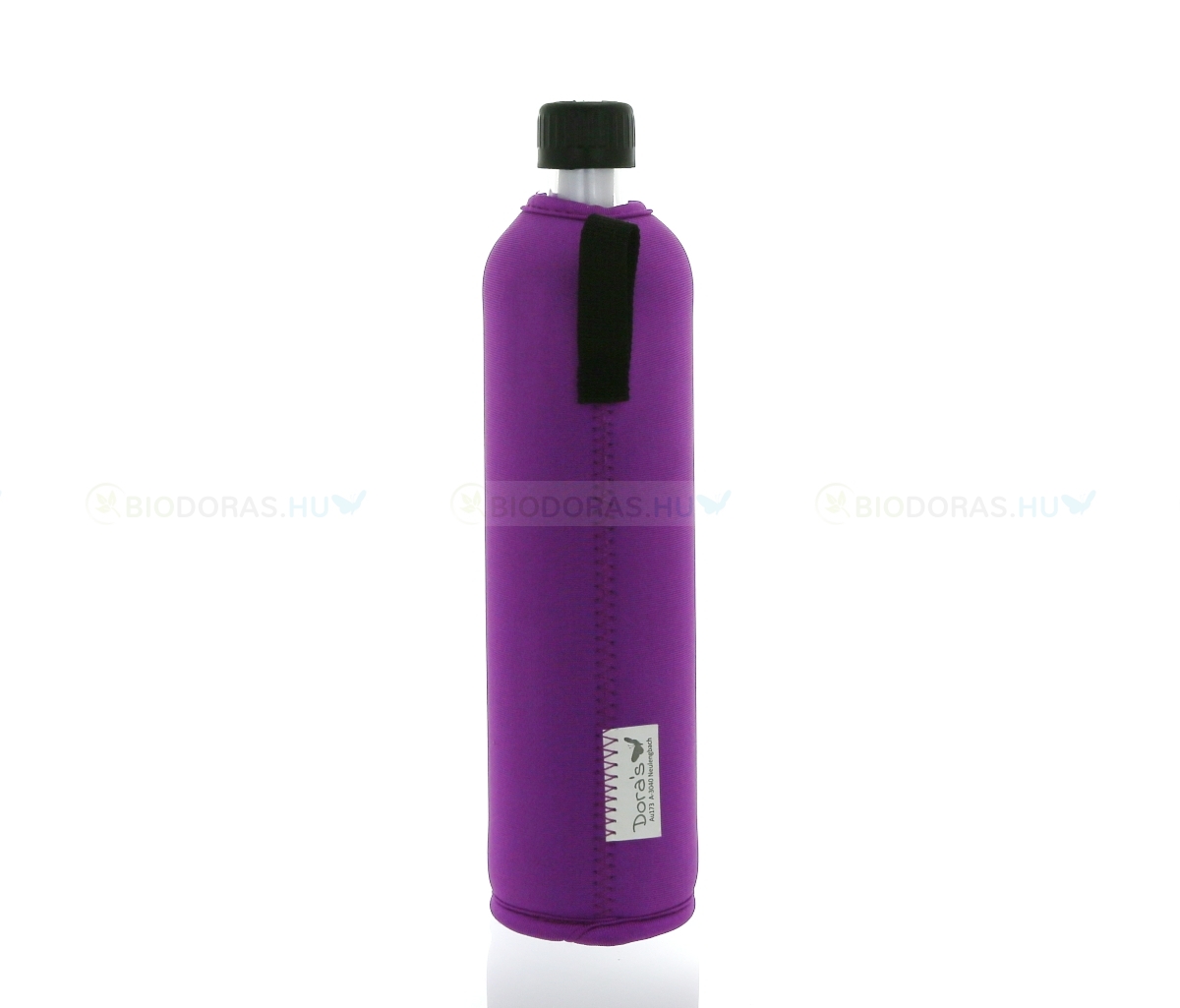 DORAS Üvegkulacs (üvegpalack) lila színű neoprén huzattal - 500 ml