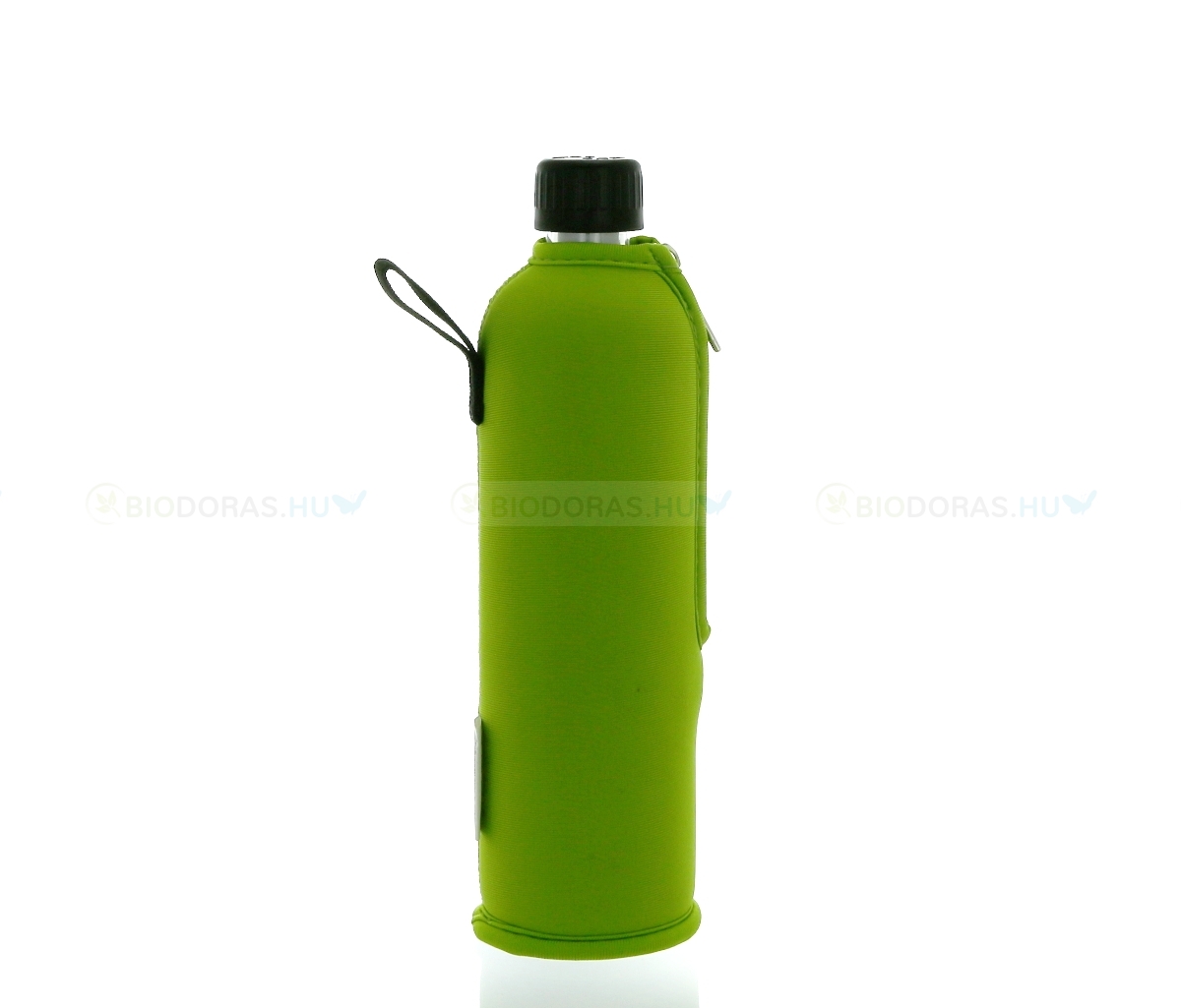 DORAS Üvegkulacs (üvegpalack) neonzöld színű neoprén huzattal - 350 ml