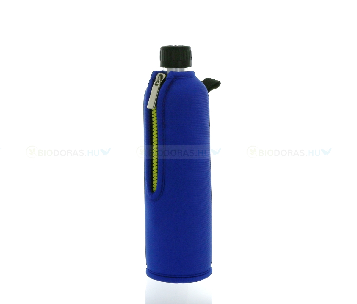 DORAS Üvegkulacs (üvegpalack) sötétkék színű neoprén huzattal - 350 ml
