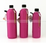 DORAS Üvegkulacs (üvegpalack) rózsaszín színű neoprén huzattal - 350 ml