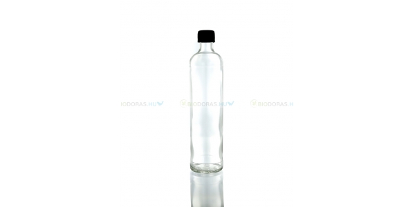 DORAS Átlátszó üvegkulacs, megerősített műanyag kupakkal - 500 ml