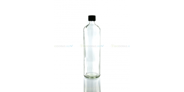 DORAS Átlátszó üvegkulacs, megerősített műanyag kupakkal - 700 ml